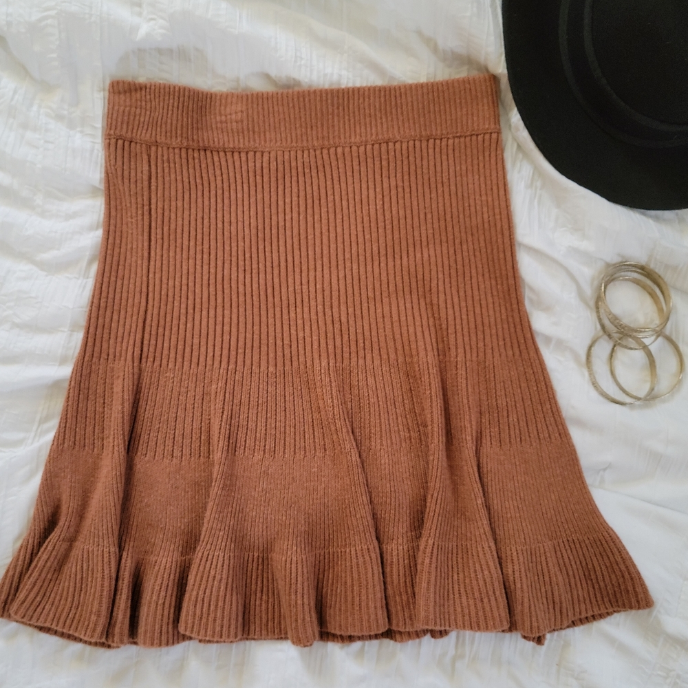 Free People Solid Gold Ribbed Skirt - Picture 9 of 12